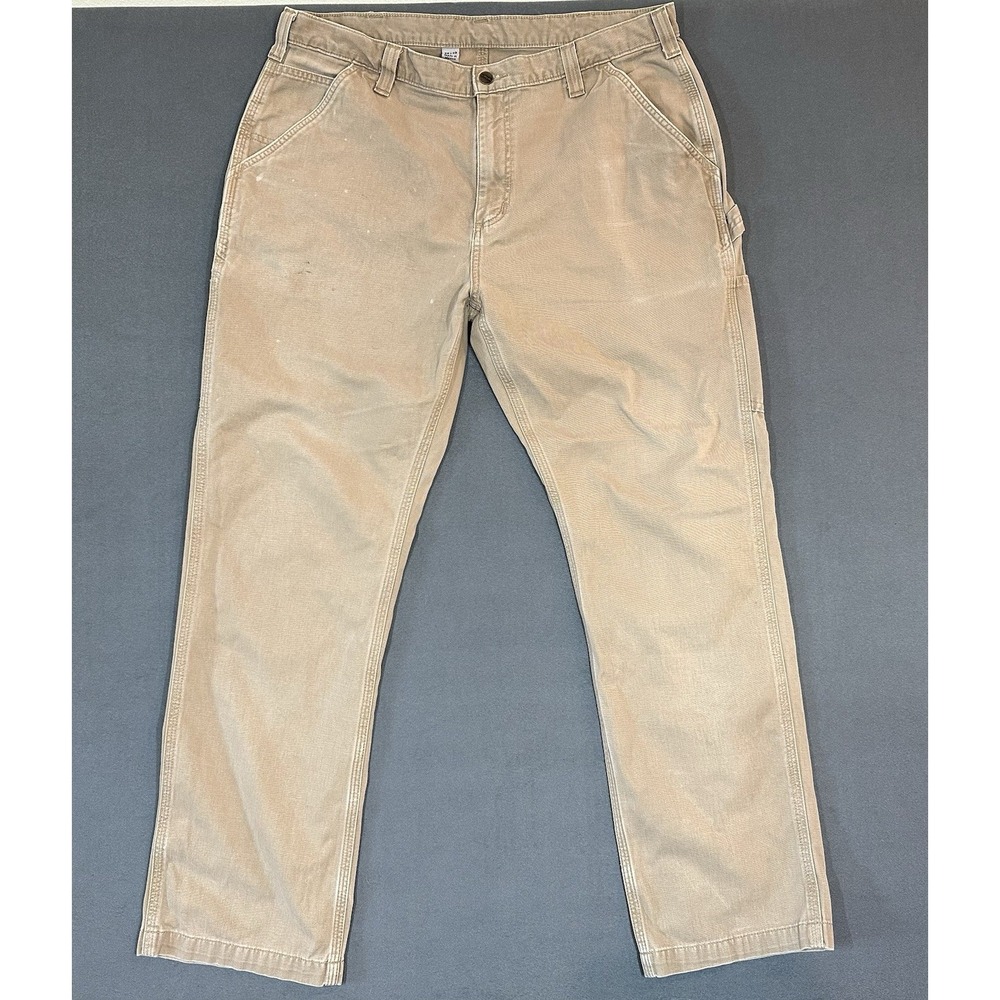 Carhartt Pants Mens Utility Work Canvas Relaxed Fit Tan Size 38x32